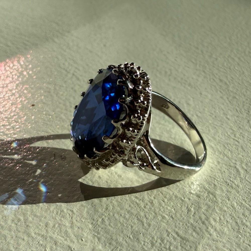 Vivid Blue Sapphire Ring size 6.25